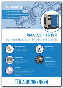 Flyer (2-seitig) zum Schraubenkompressor RMA 7,5-15kW IVR von Mark Compressors